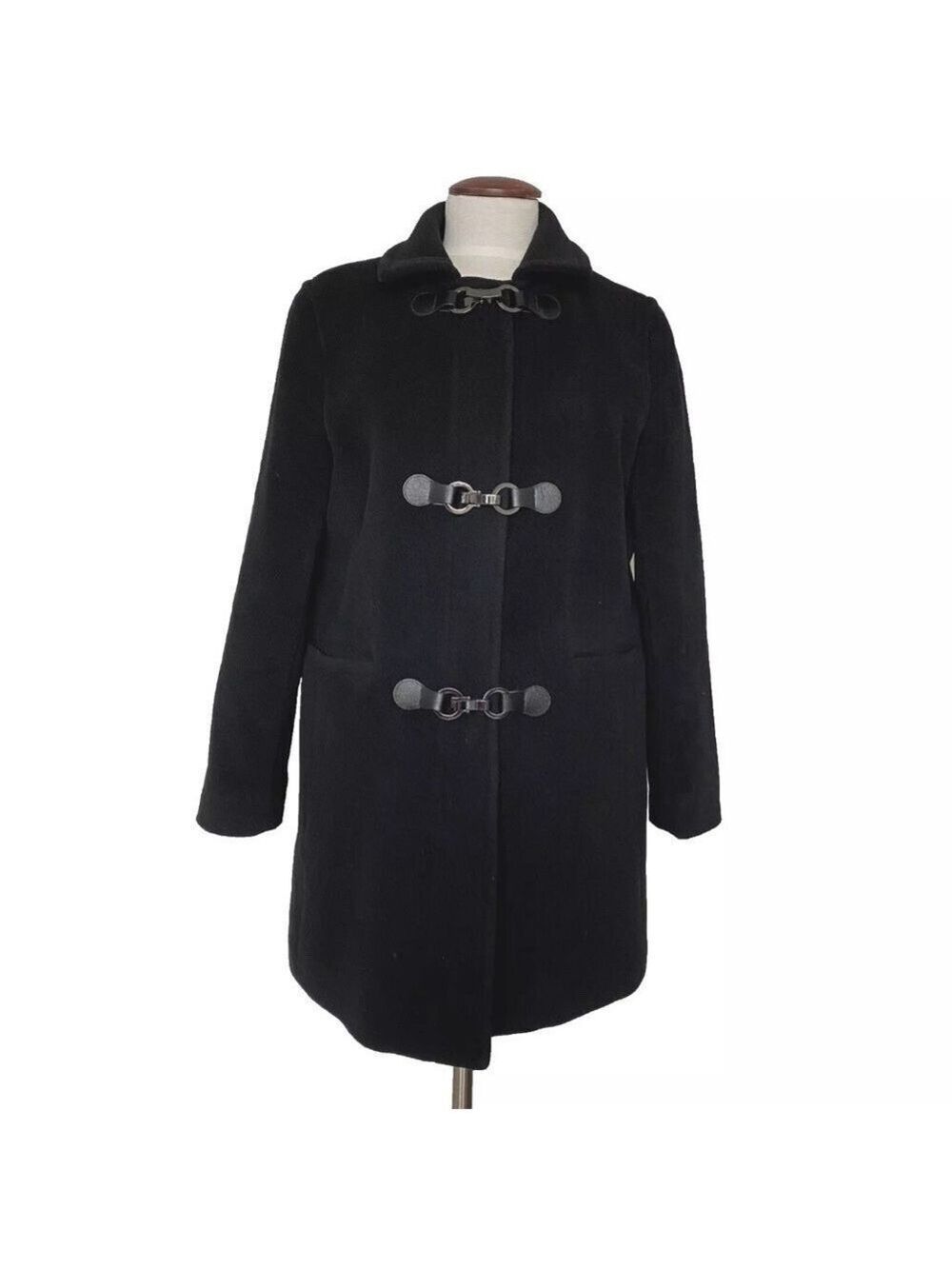 Talbots Black Wool Blend Coat Thinsulate Insulation Full Zip Women's Size 14